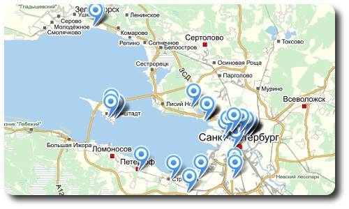 Адреса фонтанов в Санкт-Петербурге - карта фонтанов